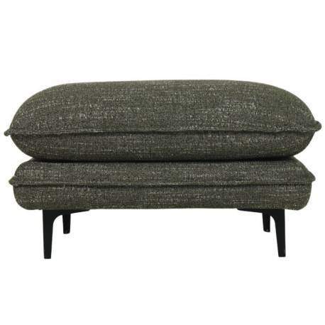 Ottoman Modène Vert Chiné 1 Places Athezza Pouf avec Coussin Siège 1 Personnes en Bois Acier et Tissu 45x72x82cm
