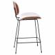 Tabouret de Bar Erbrée Gris Chiné Athezza Chaise de Bar Assise Haute 75cm en Bois Acier et Tissu 47x53x103cm