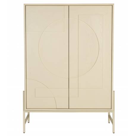 Buffet Faces Zuiver Vaisselier Métal et Bois Meuble de Rangement 3 Etagères Bahut Motifs Géométriques 45x100x140cm