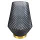 Lampe de Table LED Luminaire Art Déco Tendance Eclairage d'Ambiance à Piles en Verre Teinté Gris 20x20x29cm