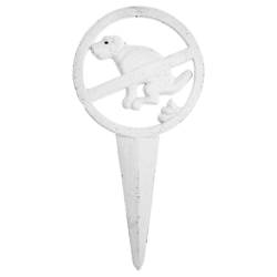 Panneau Interdiction Dejection Canine à Piquer Extérieur Déco de Jardin Chien en Fonte Patiné Blanc 0,8x15,2x30,1cm