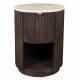 Table de Chevet Marlow Dutchbone Guéridon Rond Manguier et Travertin Sellette d'Appoint Design Rétro 45x45x60cm