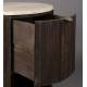 Table de Chevet Marlow Dutchbone Guéridon Rond Manguier et Travertin Sellette d'Appoint Design Rétro 45x45x60cm