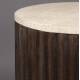 Table de Chevet Marlow Dutchbone Guéridon Rond Manguier et Travertin Sellette d'Appoint Design Rétro 45x45x60cm
