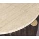 Table de Chevet Marlow Dutchbone Guéridon Rond Manguier et Travertin Sellette d'Appoint Design Rétro 45x45x60cm