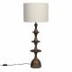 Lampe de Table Cath Dutchbone Lampe sur Pied en Manguier Luminaire Abat-jour Tissu Ecru 34x34x90cm
