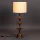 Lampe de Table Cath Dutchbone Lampe sur Pied en Manguier Luminaire Abat-jour Tissu Ecru 34x34x90cm