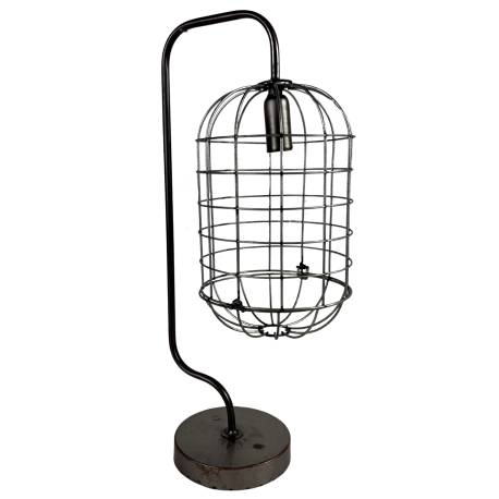 Lampe à Poser Cage Suspendue Eclairage de Bureau de Table en Acier à Piles 18,5x25,5x56cm