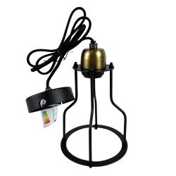 Eclairage Style Indus MARCIA Plafonnier Luminaire Suspension en Acier Noir et Bronze Antique 15,5x15,5x25cm