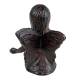 Fée en Fonte Patinée Marron Statuette Féérique Fillette à l'Oiseau Décoration de Jardin 6,5x8,5x9,5cm