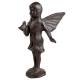Jolie Fée en Fonte Patinée Marron Décoration Féérique Fillette Debout Statuette à Poser 10x12x16,5cm