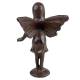 Jolie Fée en Fonte Patinée Marron Décoration Féérique Fillette Debout Statuette à Poser 10x12x16,5cm