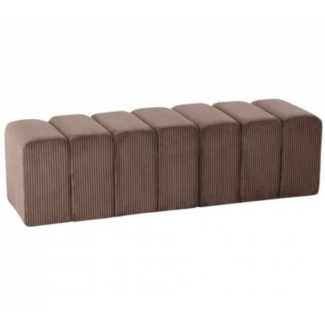 Banc Melvin GM Athezza Banquette Velours Côtelé Taupe Bout de Lit Seventies 42x42x139cm