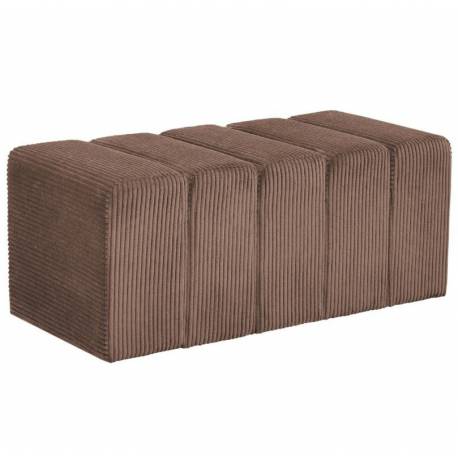 Banc Melvin Athezza Banquette Velours Côtelé Taupe Bout de Lit Seventies 42x42x98cm