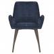 Chaise Trévise Athezza Fauteuil de Table Tissu Effet Chenille Bleu Nuit et Acier Assise de Repas 58x62x82cm