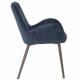 Chaise Trévise Athezza Fauteuil de Table Tissu Effet Chenille Bleu Nuit et Acier Assise de Repas 58x62x82cm