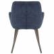 Chaise Trévise Athezza Fauteuil de Table Tissu Effet Chenille Bleu Nuit et Acier Assise de Repas 58x62x82cm