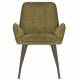Chaise Trévise Athezza Fauteuil de Table Tissu Effet Chenille Kaki et Acier Assise de Repas 58x62x82cm