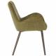 Chaise Trévise Athezza Fauteuil de Table Tissu Effet Chenille Kaki et Acier Assise de Repas 58x62x82cm