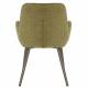 Chaise Trévise Athezza Fauteuil de Table Tissu Effet Chenille Kaki et Acier Assise de Repas 58x62x82cm