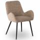 Chaise Trévise Athezza Fauteuil de Table Tissu Beige Chiné et Acier Assise de Repas 58x62x82cm