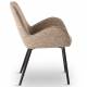 Chaise Trévise Athezza Fauteuil de Table Tissu Beige Chiné et Acier Assise de Repas 58x62x82cm