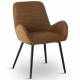 Chaise Trévise Athezza Fauteuil de Table Tissu Tabac Chiné et Acier Assise de Repas 58x62x82cm