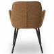 Chaise Trévise Athezza Fauteuil de Table Tissu Tabac Chiné et Acier Assise de Repas 58x62x82cm