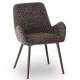 Chaise Trévise Athezza Fauteuil de Table Tissu Brun Chiné et Acier Assise de Repas 58x62x82cm