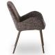 Chaise Trévise Athezza Fauteuil de Table Tissu Brun Chiné et Acier Assise de Repas 58x62x82cm