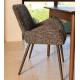 Chaise Trévise Athezza Fauteuil de Table Tissu Brun Chiné et Acier Assise de Repas 58x62x82cm