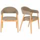 Lot de 2 Chaises Indy Woody Duo d'Assises de Table Chêne et Tissu Marron Chiné Fauteuil de Repas 54x56x81cm