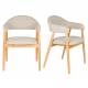 Lot de 2 Chaises Indy Woody Duo d'Assises de Table Chêne et Tissu Beige Chiné Fauteuil de Repas 54x56x81cm