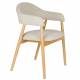 Lot de 2 Chaises Indy Woody Duo d'Assises de Table Chêne et Tissu Beige Chiné Fauteuil de Repas 54x56x81cm