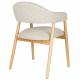 Lot de 2 Chaises Indy Woody Duo d'Assises de Table Chêne et Tissu Beige Chiné Fauteuil de Repas 54x56x81cm