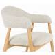 Lot de 2 Chaises Indy Woody Duo d'Assises de Table Chêne et Tissu Beige Chiné Fauteuil de Repas 54x56x81cm