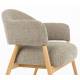 Fauteuil Indy Woody Assise en Chêne et Tissu Marron Chiné Sofa 1 Personne 64x66,5x76,5cm