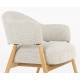 Fauteuil Indy Woody Assise en Chêne et Tissu Beige Chiné Sofa 1 Personne 64x66,5x76,5cm