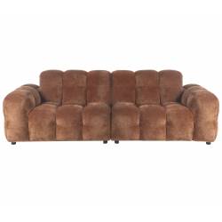 Canapé Hackman Dutchbone Sofa 3 Places en Velours Cognac Assise de Salon 84x102x264cm