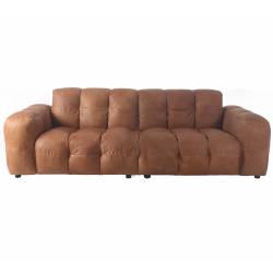 Canapé Hackman Dutchbone Sofa 3 Places en Cuir Cognac Assise de Salon 84x102x264cm