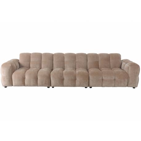 Canapé Hackman Dutchbone Sofa 4,5 Places en Velours Beige Assise de Salon 84x102x364cm