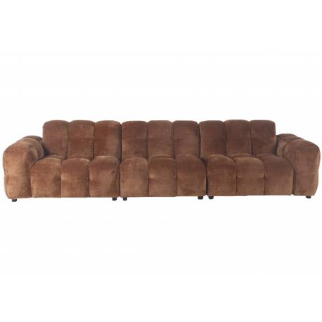 Canapé Hackman Dutchbone Sofa 4,5 Places en Velours Cognac Assise de Salon 84x102x364cm