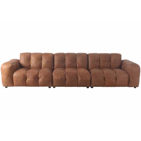 Canapé Hackman Dutchbone Sofa 4,5 Places en Cuir Cognac Assise de Salon 84x102x364cm