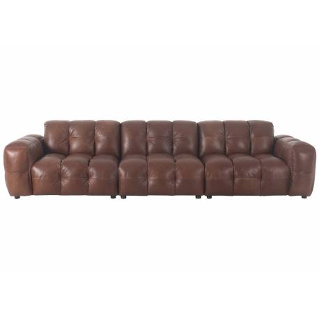 Canapé Hackman Dutchbone Sofa 4,5 Places en Cuir Chocolat Assise de Salon 84x102x364cm