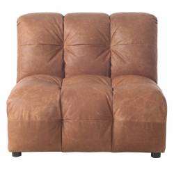 Fauteuil Hackman Dutchbone Sofa 1,5 Place Cuir Cognac Elément Canapé Modulable Assise avec Dossier 84x100x102cm
