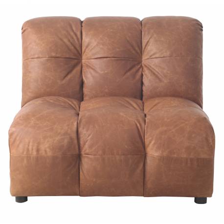 Fauteuil Hackman Dutchbone Sofa 1,5 Place Cuir Cognac Elément Canapé Modulable Assise avec Dossier 84x100x102cm