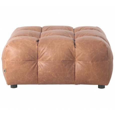 Repose Pied Hackman Dutchbone Pouf&nbsp;Cuir Cognac Element Canapé Modulable Assise Sans Dossier 45x100x100cm