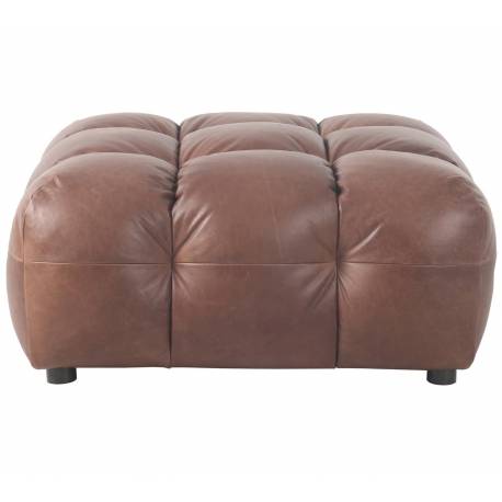 Repose Pied Hackman Dutchbone Pouf&nbsp;Cuir Chocolat Element Canapé Modulable Assise Sans Dossier 45x100x100cm