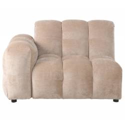 Element Gauche Hackman Dutchbone Assise 1 Place&nbsp;Velours Beige Canapé Modulable Assise un Accoudoir 84x102x132cm