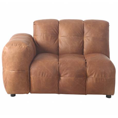 Element Gauche Hackman Dutchbone Assise 1 Place&nbsp;Cuir Cognac Canapé Modulable Assise un Accoudoir 84x102x132cm